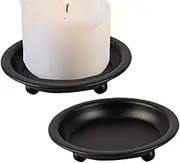 Round Candle Tray Small, Iron Candle Holder Plate, Table Centerpiece Pillar Candle Holder Modern Candle Tray for Table Bathroom Decor