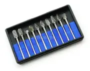 10pc Carbide 3mm Shank Bur Burr Rotary Die Grinding Engraving Grinder Drill Bit