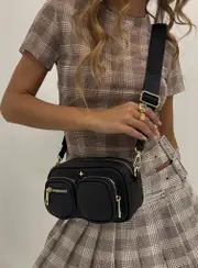 Peta & Jain Lala Crossbody Bag Black Pebble / Gold