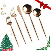 18/10 Rose Gold Silverware Set, 2 Cutlery Set of 5pc Mirror Polished Spoons &...