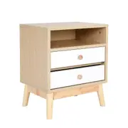 Bedside Tables Storage Cabinet Nightstand 2 Drawer Wood ANYA OAK
