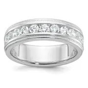 14k White Gold Men's 1 carat Diamond Milgrain Complete Ring