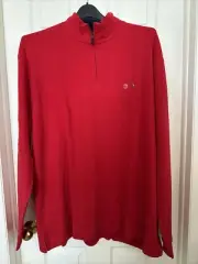 Polo Ralph Lauren Big & Tall Mens 2XL-TALL Estate Rib Quarter-Zip Pullover Red
