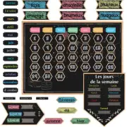 94 Pcs French Calendar Chalk Bulletin Board Set Chalk Classroom Environment