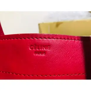 二手品《Celine 紅色全皮大款囧包/蝙蝠包 手提包/托特包》