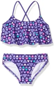 Kanu Surf Girls' Alania Flounce Bikini Beach 2 Piece Swimsuit Purple Size 7