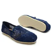 Catzon Women's Fashion Lace Flat Shoes-DarkBlue