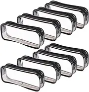 DABMAR 8 Pcs Pencil Case Clear, Clear PVC Zipper Pen Pencil Case, Zipper Pencil Bag,Big Capacity PVC Pencil Bag Makeup Pouch Travel Toiletry Bag,Makeup Pouch,Black