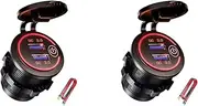 2X QC 3.0 Dual USB Charger Socket,Waterproof 12V/24V USB Outlet with Touch-Switch for Car, Marine,Boat,RV,Motorcycle,Red