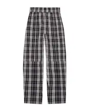Checkered Cotton Elasticated Curve Pants EU42 black