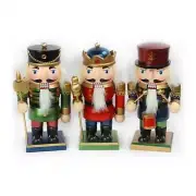 Set of three 9" Short and Stout Wooden Nutcracker Christmas Decorations