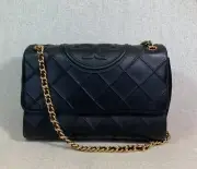 NEW Tory Burch Black Soft Fleming Convertible Shoulder Bag $698