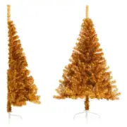 NNEVL Artificial Half Christmas Tree with Stand Gold 150 cm PET