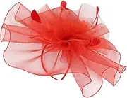 [FOMIYES] Fascinator Hat for Women Unique 1920s Flapper Veil Headband Tea Party Headwear Wedding Accessory Red