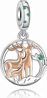 [Amuefer] 925 Sterling Silver Charms for Bracelets, Deer Snowflake Reindeer Santa Hat 2024 Mickey & Minne Christmas Tree Skull Bead Pendant Winter Halloween Christmas Jewelry Gifts for Women Friends