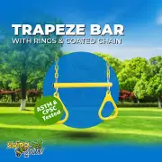 SWING SET STUFF TRAPEZE WITH RINGS AND COATED CHAIN YELLOW outside park fun 0107