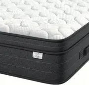 [Koorlian] 10 Inch Queen Mattress in a Box for Back Pain, Medium Firm Feel Fiberglass Free Hybrid Mattress with Individual Pocket Springs and Pressure-Relieving Memory Foam, CertiPUR-US 120-Night Trial