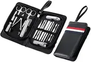 16 PCS Nail Clipper Set Stainless Steel Nail Scissors Beauty Nail Pedicure Tool Manicure Sickle Pusher Nail Care with Case,Natural 16pcs