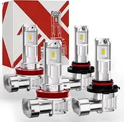 JEFLYM 9005 HB3 Fog Light H11/H9/H8 Super Bright 1:1 Mini Size Plug and Play IP67 Non-Polarity Off-Road Use or Fog Light Bulbs Pack of 4