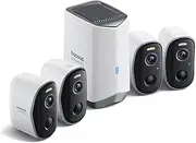 Baseus Security N1 Plus Outdoor Camera 2K 4-Cam Kit Non Subscription 16TB Expandable Local Storage 270 Day Battery Life Spotlight Alarm Works
