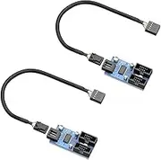 2 Pack Motherboard USB 2.0 9 Pin Header 1 to 2 Extension Hub Splitter Adapter - Converter MB One USB 2.0 Female to 2 Female - 30cm Cable 9 Pin Male Adapter Port Multiplier