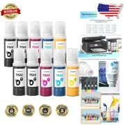 10 High-Capacity T522 Ink Refill Bottles for Ecotank Printers - 6000 Pages Each