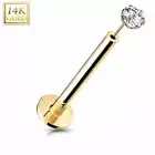 6 prong 14K Gold Threadless Push-in Labret 18 GAUGE, Flat Back Studs With 6 Pron