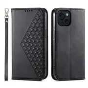 Cubic Grid Calf Texture Magnetic Leather Phone Case For Iphone 15