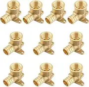 10-Pack PEX Fittings, 3/4" PEX x 1/2" Female NPT, Pex Drop Ear Elbow, Brass Crimp Fitting for Pex Pipes, ASTM F1807