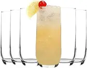 LAV Sude Highball Glasses Set - 415ml - Pack of 6 Modern Long Drink Glass Cocktail Tumbler Cups