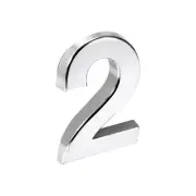 Self Adhesive House Number 2.76 Inch ABS Number 2 for Hotel Mailbox Silver Tone