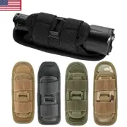 Tactical Molle LED Flashlight Pouch Holster Torch Carry Case 360° Rotatable Clip