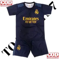 在飛比找蝦皮購物優惠-兒童足球俱樂部皇家馬德里客場全新兒童足球球衣套裝皇家馬德里足