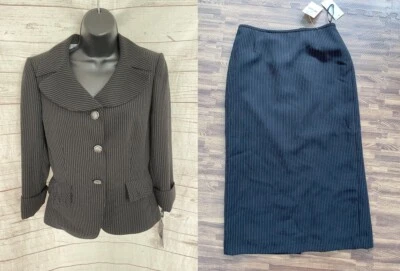 TAHARI Arthur S. Levine Women's Skirt Suit Striped Size 4: Skirt and Blazer