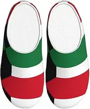 [EdWal] Kuwaiti flag print Winter Warm Slippers Indoor Anti-skid Plush Slippers Relaxing at Home for Women Men