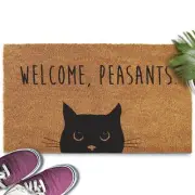 Welcome Peasants Cat Doormat 30x17 Inch, Black Cat Door Mat, Funny Welcome Ma...