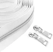 (Silver Teeth White Tape) - SBest Nylon Zippers 5 10 Yards Sewing Zippers Bulk DIY Zipper by The Yard Bulk with 20PCS Slider-Long Zippers for Tailor Sewing Crafts Bag (Silver Teeth White Tape)