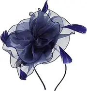 [SAFIGLE] Elegant Carnival Flower Fascinator Hat for Women Soft Mesh Head with Plume Decoration Stylish Tea Party Headdress European Fashion Statement Accessory