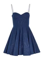 Alice + Olivia Adara Sheen Cotton-blend Mini Dress - Blue - 6 (UK 10 / S) 6 (UK 10 / S)