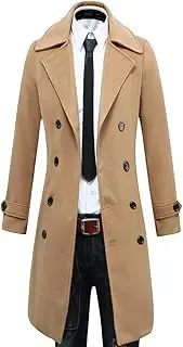 [Beninos] Mens Wool Blend Trench Coat Winter Long Jacket Double Breasted Overcoat