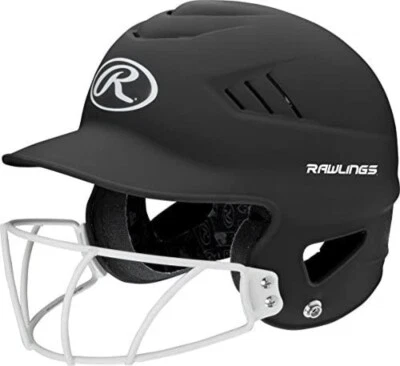Rawlings Highlighter Fastpitch Batting Helmet w/Mask Mat Black OSFM 6 1/2 7 1/2