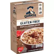 Quaker Instant Oatmeal Gluten Free Maple & Brown Sugar Heart Healthy Pack of 8