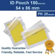 ID Laminating Pouches 54mm x 86mm 150 Micron (PK 25)