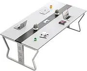 LYXWGRZD Small Rectangle Meeting Table, Conference Table with Cable Grommet, Seminar Table, Metal Frame, Training Table for Office Conference Room