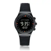 Muslim Azan Watch for Prayer with Qibla Compass Adhan Alarm Hijri Islamic Al Harameen Fajr Time Wristwatch Multi Languages Black Black