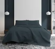 Ardor Boudoir Queen/King Bed Coverlet Set Finley Luxe Soft Quilted Navy