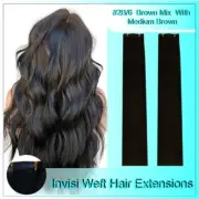 2X45g 22'' INCHES INVISI Weft Hair Extension 100% Human Hair #2B/6 Brown Mix 24