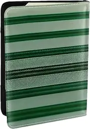 [GaxfjRu] Green Striped Print Leather Passport Holder Covers Case, Waterproof Travel Wallet Passport Holder for Women Men, Black, One Size