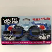 Aqua Eye Pop Blue Shark Splash Child Goggles Pool Beach Swim Latex Free 4+