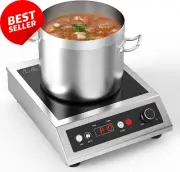 Commercial 3500W Induction Cooktop Portable Electric Stove 8" Coil Timer